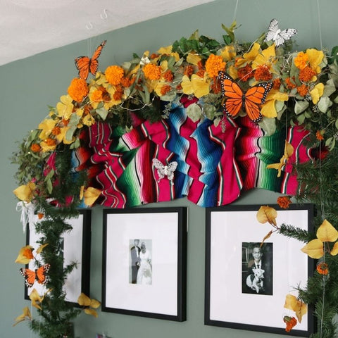 Floral mexican gallery wall